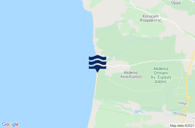 Mapa da tábua de marés em Agía Eiríni, Cyprus