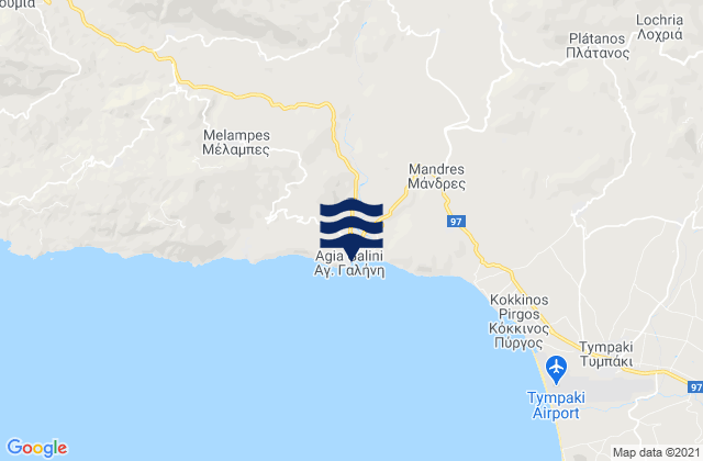 Mapa da tábua de marés em Agía Galíni, Greece