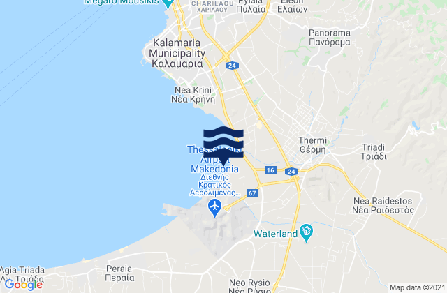 Mapa da tábua de marés em Agía Paraskeví, Greece