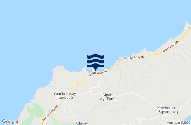 Mapa da tábua de marés em Agía Triás, Cyprus