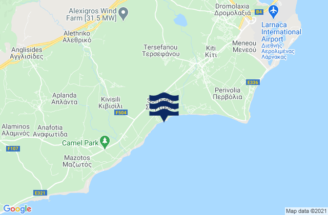Mapa da tábua de marés em Agía Ánna, Cyprus