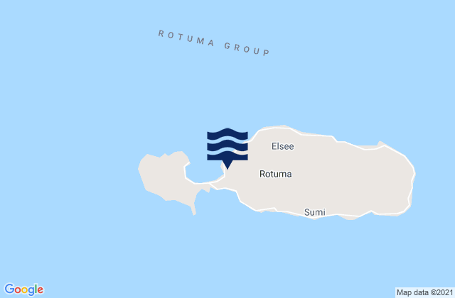 Mapa da tábua de marés em Ahau, Fiji