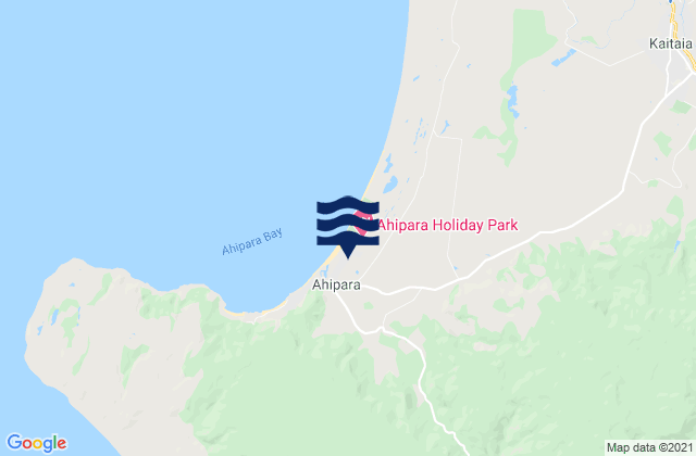 Mapa da tábua de marés em Ahipara, New Zealand