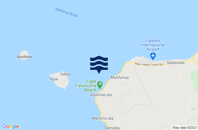 Mapa da tábua de marés em Aiga i le Tai, Samoa