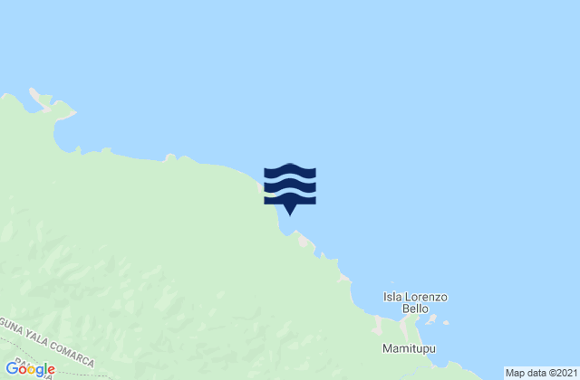 Mapa da tábua de marés em Ailigandí, Panama