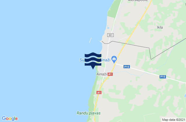 Mapa da tábua de marés em Ainaži, Latvia
