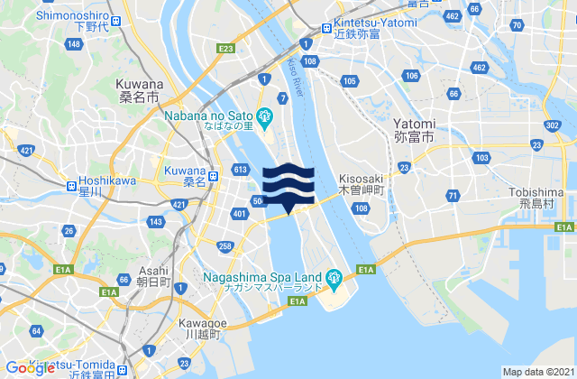 Mapa da tábua de marés em Aisai-shi, Japan