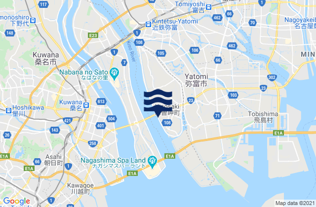 Mapa da tábua de marés em Aisai, Japan
