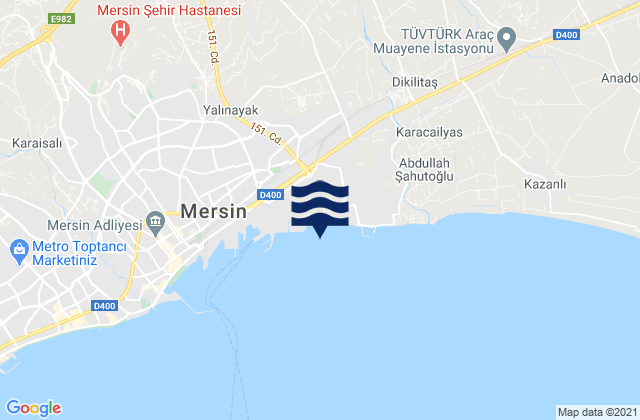 Mapa da tábua de marés em Akdeniz, Turkey