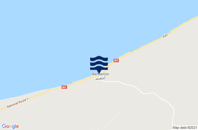 Mapa da tábua de marés em Akhfennir, Morocco