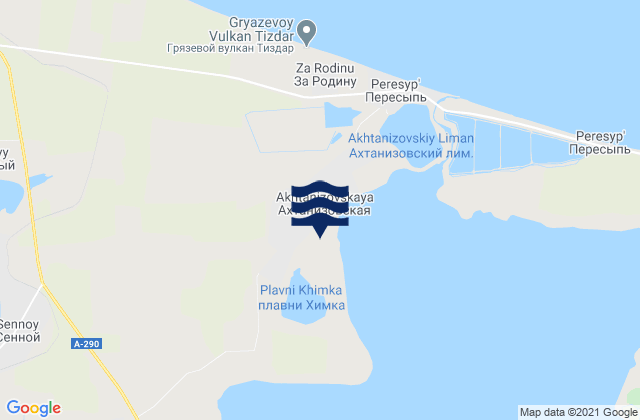 Mapa da tábua de marés em Akhtanizovskaya, Russia