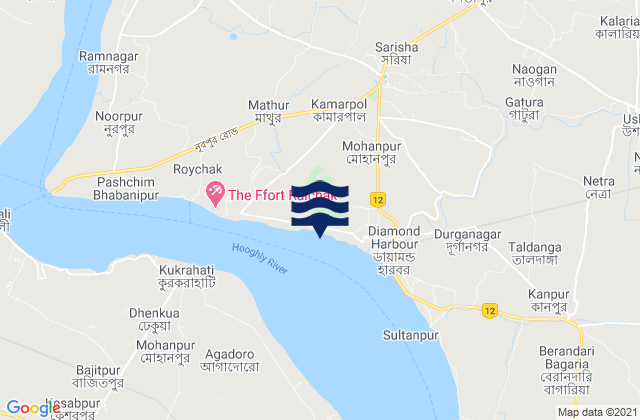 Mapa da tábua de marés em Akra Semaphore, India