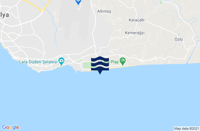 Mapa da tábua de marés em Aksu, Turkey