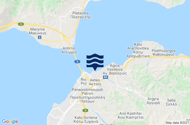 Mapa da tábua de marés em Aktaío, Greece