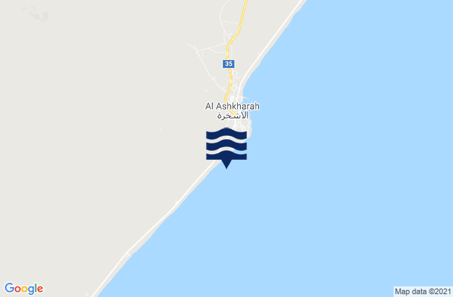 Mapa da tábua de marés em Al Ashkharah, Iran