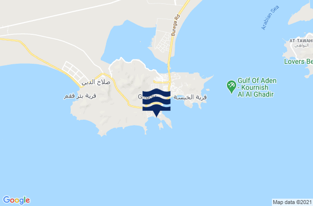 Mapa da tábua de marés em Al Burayqah, Yemen