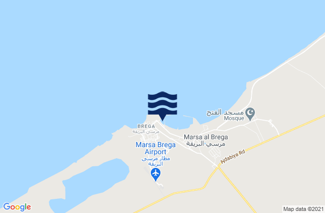 Mapa da tábua de marés em Al Burayqah, Libya