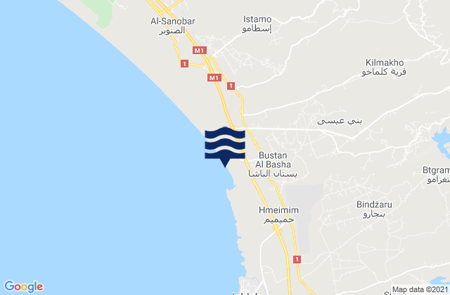 Mapa da tábua de marés em Al Fākhūrah, Syria