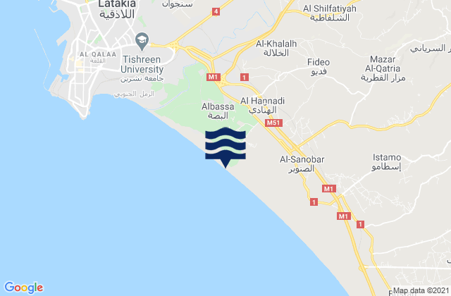 Mapa da tábua de marés em Al Hinādī, Syria