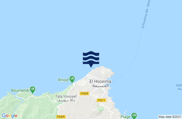 Mapa da tábua de marés em Al Hoceïma, Morocco