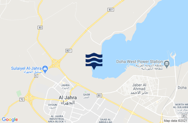Mapa da tábua de marés em Al Jahrā’, Kuwait