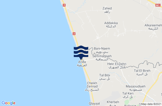 Mapa da tábua de marés em Al Karīmah, Syria