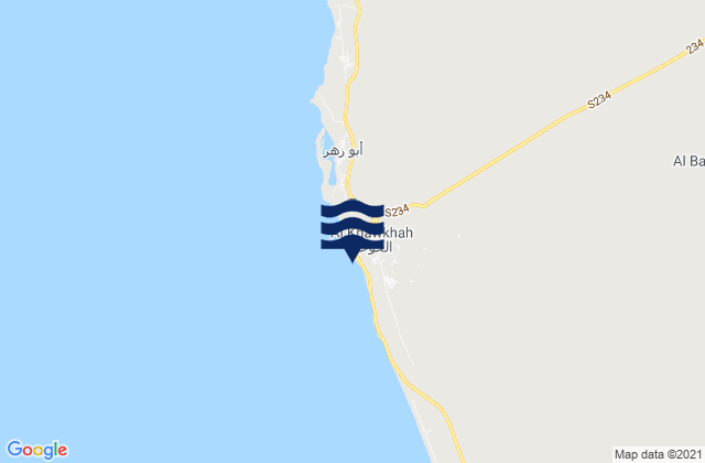 Mapa da tábua de marés em Al Khawkhah, Yemen