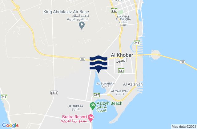 Mapa da tábua de marés em Al Khubar, Saudi Arabia