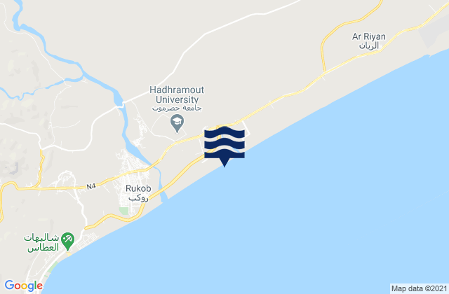 Mapa da tábua de marés em Al Mukalla City, Yemen