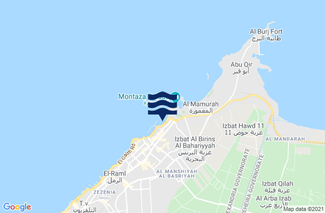 Mapa da tábua de marés em Al Muntazah, Egypt