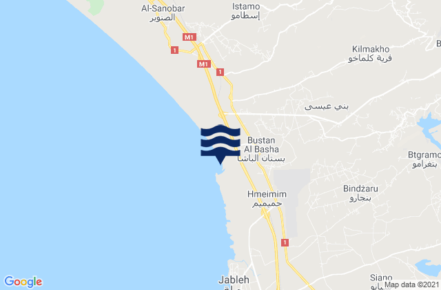 Mapa da tábua de marés em Al Qardāḩah, Syria