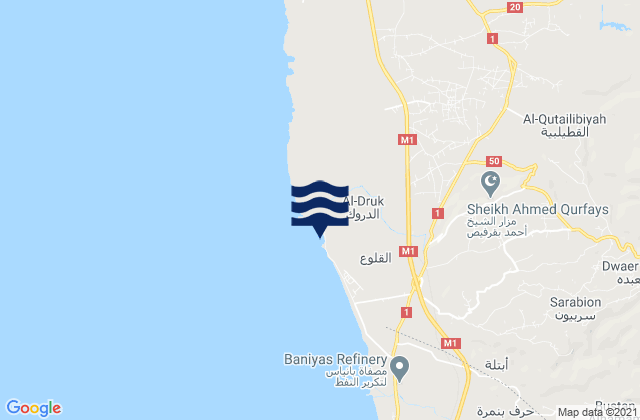 Mapa da tábua de marés em Al Quţaylibīyah, Syria