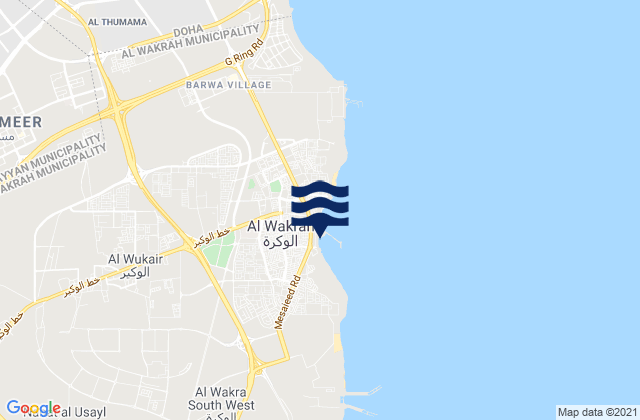 Mapa da tábua de marés em Al Wukayr, Qatar