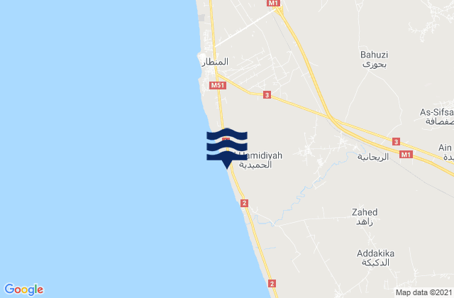 Mapa da tábua de marés em Al Ḩamīdīyah, Syria