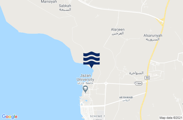 Mapa da tábua de marés em Al ‘Īdābī, Saudi Arabia