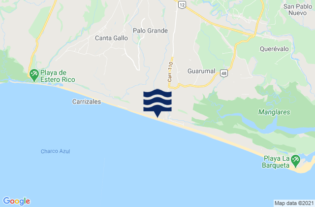 Mapa da tábua de marés em Alanje, Panama