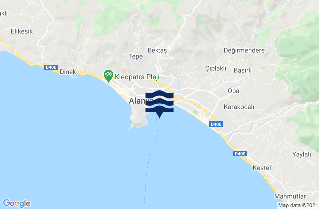Mapa da tábua de marés em Alanya, Turkey