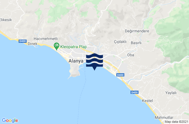 Mapa da tábua de marés em Alanya, Turkey