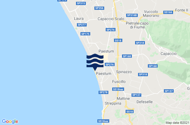 Mapa da tábua de marés em Albanella, Italy
