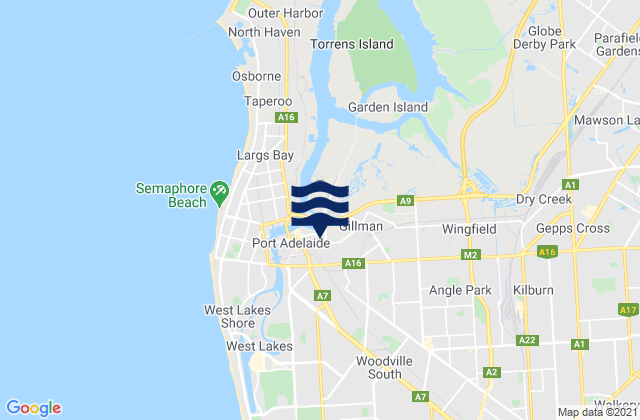 Mapa da tábua de marés em Alberton, Australia