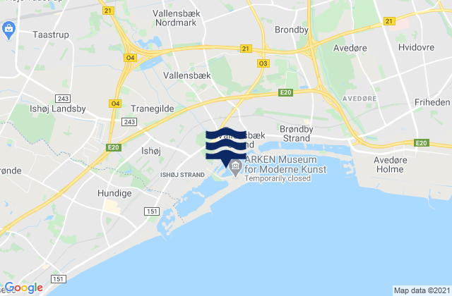 Mapa da tábua de marés em Albertslund Kommune, Denmark
