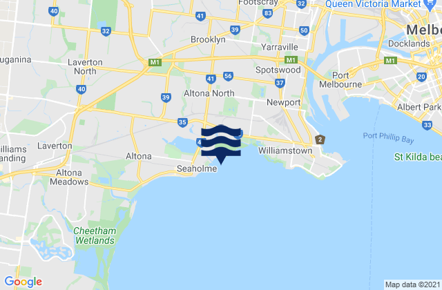 Mapa da tábua de marés em Albion, Australia