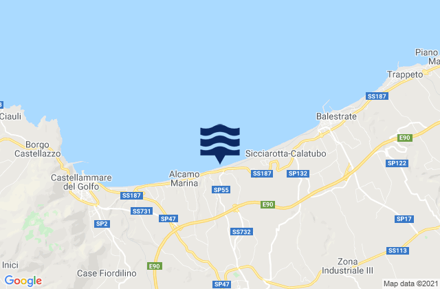 Mapa da tábua de marés em Alcamo, Italy