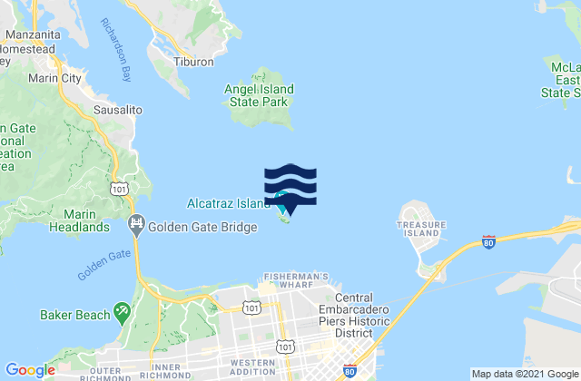 Mapa da tábua de marés em Alcatraz Island, United States
