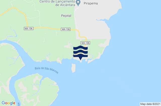 Mapa da tábua de marés em Alcântara, Brazil