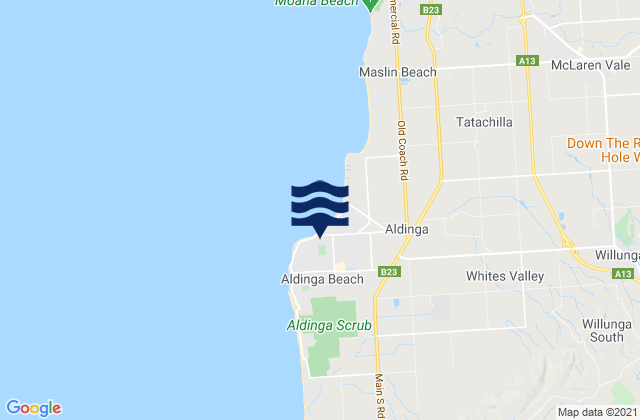 Mapa da tábua de marés em Aldinga Beach, Australia