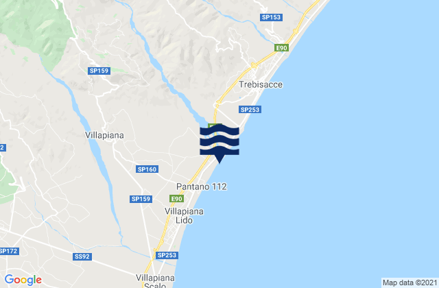 Mapa da tábua de marés em Alessandria del Carretto, Italy