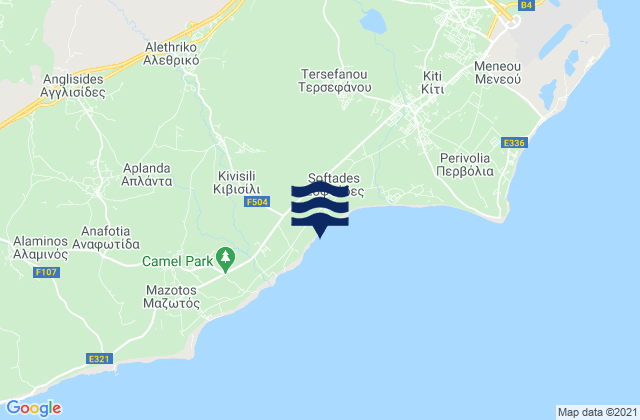 Mapa da tábua de marés em Alethrikó, Cyprus