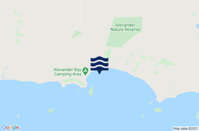 Mapa da tábua de marés em Alexander Bay, Australia