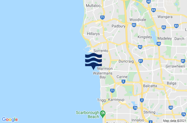 Mapa da tábua de marés em Alexander Heights, Australia